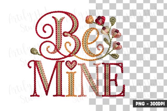 Be Mine Decorative Lettering Clipart PNG for Sweet Designs