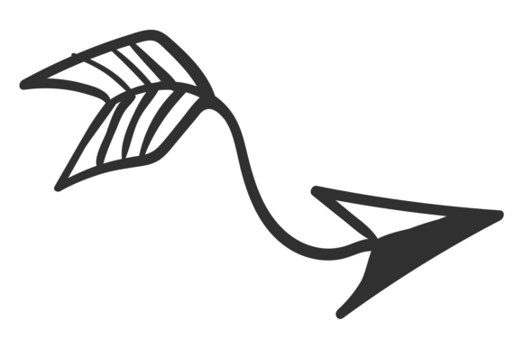 Bent Arrow. Ink Drawing: The Decorative Doodle Font