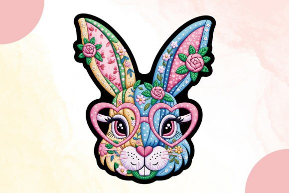 Decorative Floral Easter Bunny Face PNG: A Spring Design Asset
