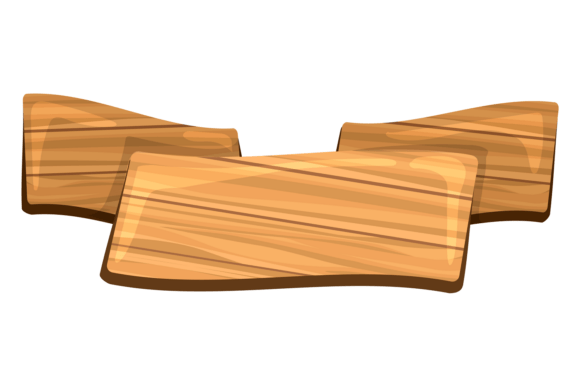 Decorative Wooden Banner. Cartoon Retro: A Playful Design Asset