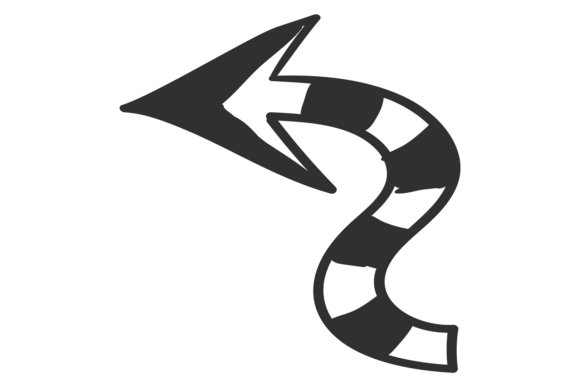 Striped Arrow Doodle: A Decorative Black D for Dynamic Designs